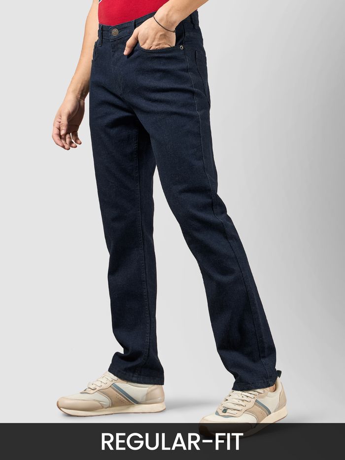 Dark Navy Blue Regular Fit Mens Jeans