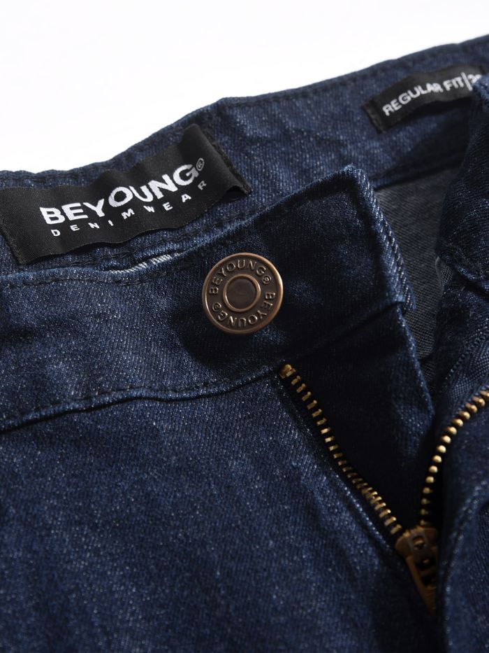 Dark Navy Blue Regular Fit Mens Jeans - Image 5