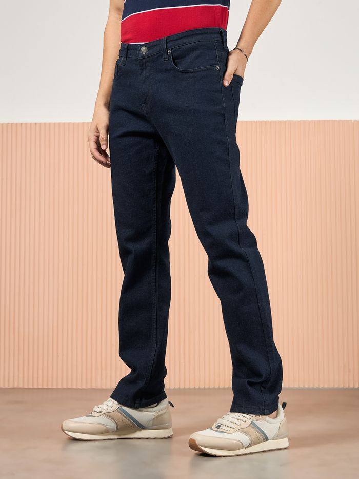Dark Navy Blue Regular Fit Mens Jeans - Image 6