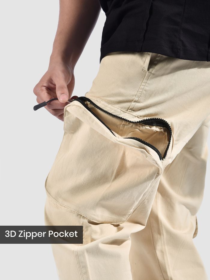 Off White Zip Pocket 3D Cargo Pants - Image 2