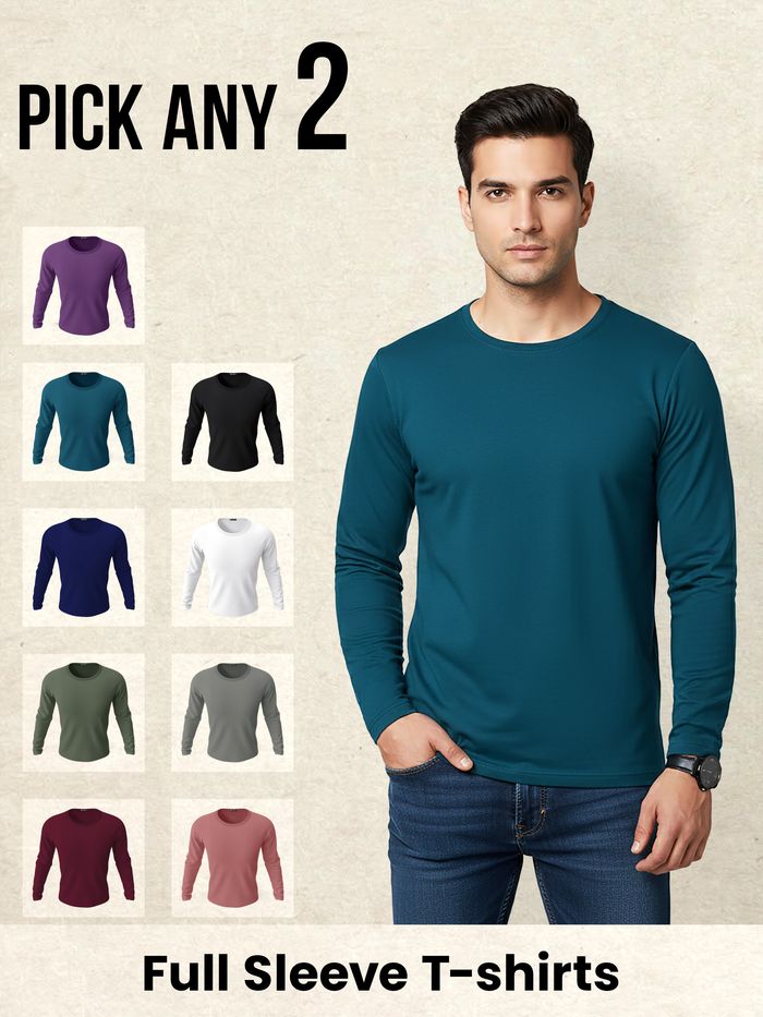 Pick Any 2 - Plain Full Sleeve T-shirts Combo - Image 8