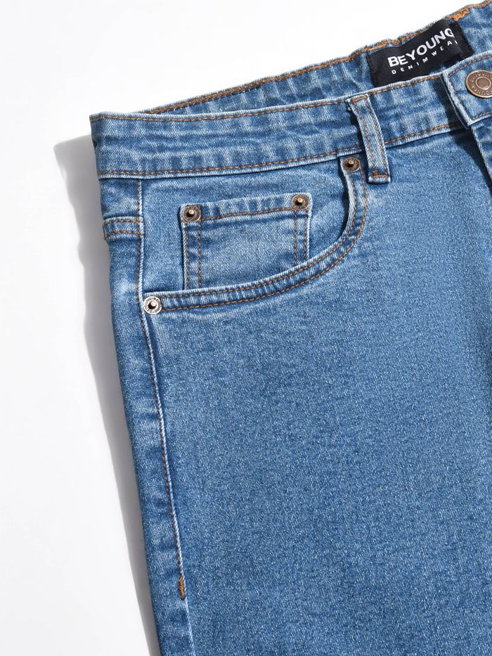 Soft Blue Regular Fit Mens Jeans - Image 3